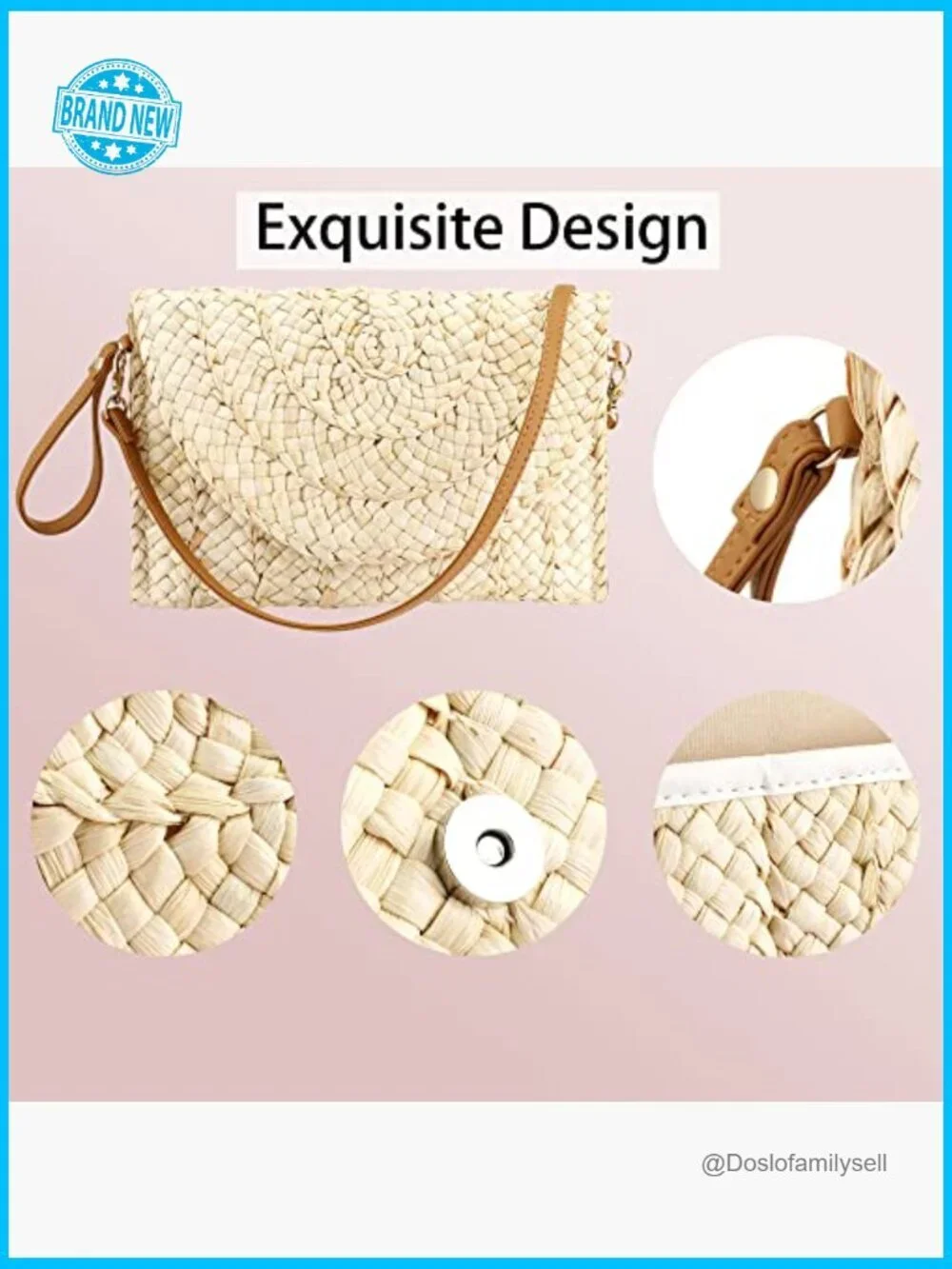 Woven Straw Crossbody Bag Handbag Clutch Purse Retro Beach Bags